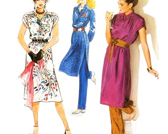 1970s Tunic and Pants or Shirt Dress Sewing Pattern Burda 9343 B33-34.5 VFG