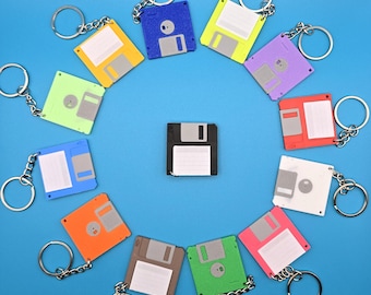 Personalized Floppy Disk NFC Keychain | Customizable NFC Tag Keychain | Floppy Disk Retro Keychain | Social Media | Valentine's Day Gift