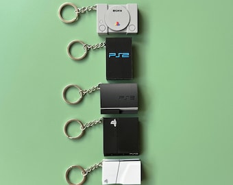 PlayStation Console Keychain | PS1 PS2 PS3 PS4 PS5 Keychain | Christmas Gift | PS Keychain | Retro Keychain | Valentine's Day Gift