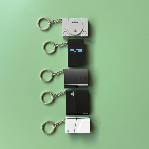 PlayStation Console Keychain | PS1 PS2 PS3 PS4 PS5 Keychain | Christmas Gift | PS Keychain | Retro Keychain | Valentine's Day Gift