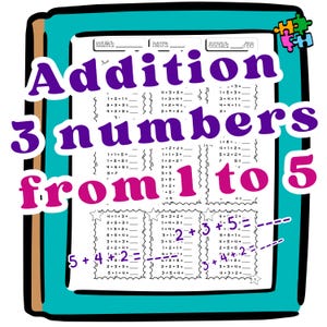 Addition 3 numbers 1 to 5 Worksheets 20 Printable, Fill in the Blanks-Single and Double Digit Addition, Math Drills, Math Practice Addition