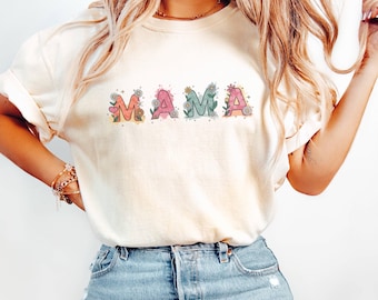 Mama T-Shirt: Floral Design, Ring Spun Cotton
