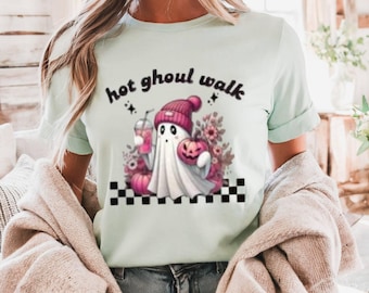 Hot Ghoul Walk Shirt, Funny Ghost Halloween Tee, Spooky Graphic T Shirt