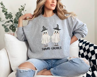 Sudadera Squad Ghouls, divertida sudadera con estampado de fantasmas, top unisex de Halloween