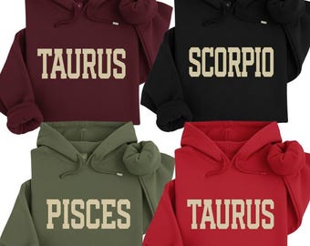 Zodiac Sign Hoodie, Unisex Astrology Hoodie, Minimal Horoscope Pullover