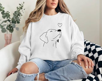 Sudadera con dibujo de perro, contorno minimalista, regalo para amantes de las mascotas