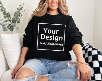 Custom Crewneck Sweatshirt, Personalized Text/Logo Print, Unisex Sweatshirt