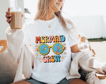 Mermaid Crew T-Shirt: Retro Beach Lover Tee