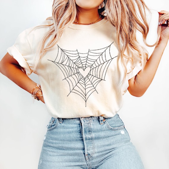 Spider Web Heart Graphic Tee, Spooky Fall Shirt
