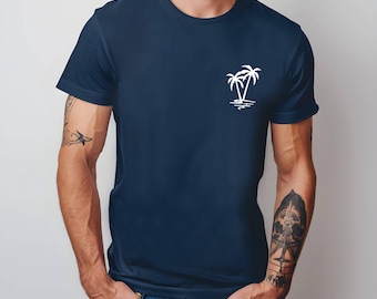Minimal Palm Tree T Shirt Small Chest Graphic Tropical Summer Tee