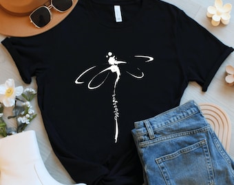 Dragonfly Outline Shirt, Minimalist Graphic Tee, Nature Inspired Shirt