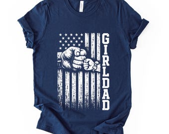 Girl Dad Shirt, Patriotic Father Tee, American Flag Graphic, Father Daughter Unisex Top