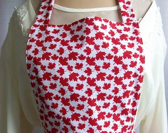 Canada Day Apron - Red Maple Leaf Small Print - Canada Souvenir - Cleaning Supplies - Kitchen & Dining