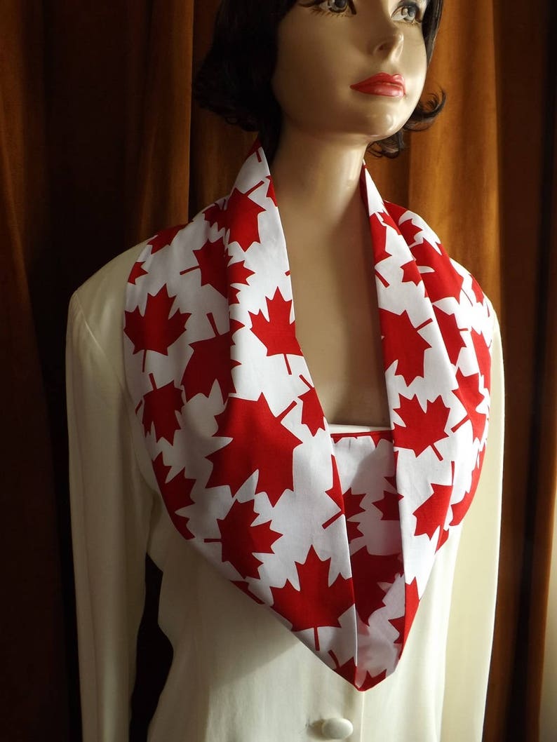 COTTON Canada Day Scarf LARGE Print Red Maple Leaf Summer Etsy Canada