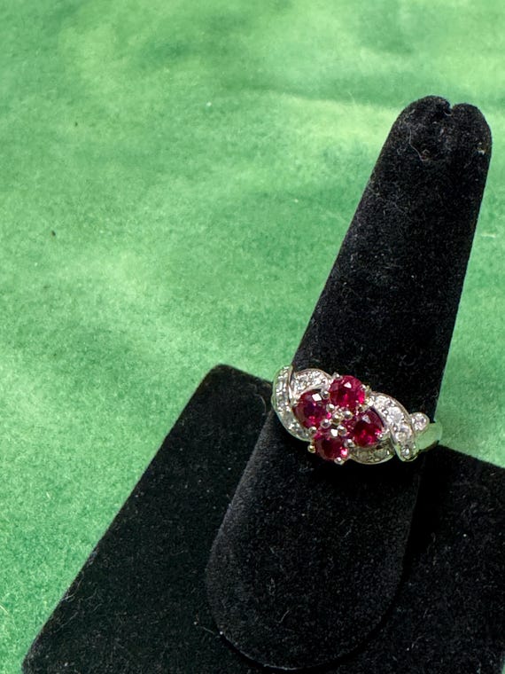 Sterling Silver Ruby & Clear Stone Ring | 925 Sil… - image 3