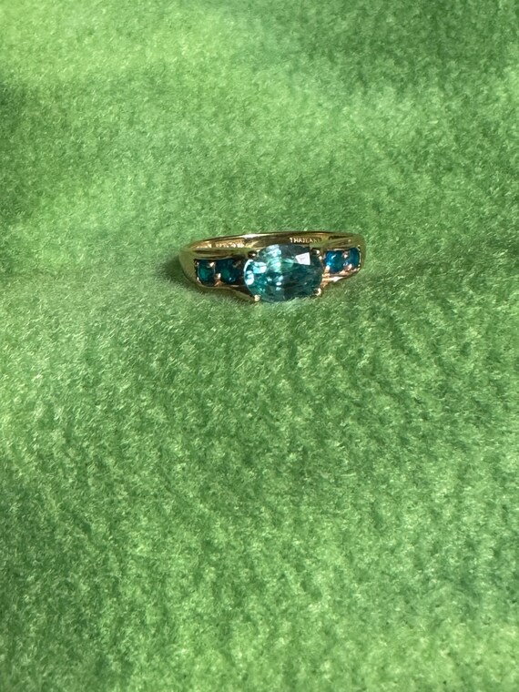 Vintage 14K Gold Blue Topaz Ring – SCBS Thailand (Size 8.5) View 3