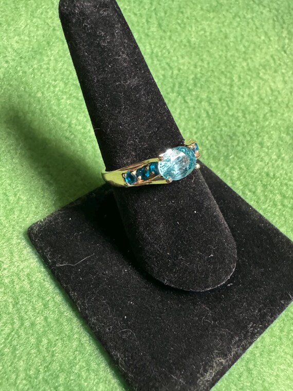 Vintage 14K Gold Blue Topaz Ring – SCBS Thailand (Size 8.5) View 5