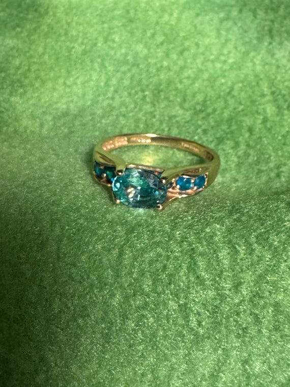 Vintage 14K Gold Blue Topaz Ring – SCBS Thailand (Size 8.5) View 2