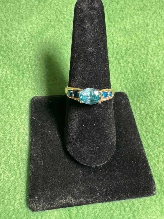 Vintage 14K Gold Blue Topaz Ring – SCBS Thailand (Size 8.5) View 4
