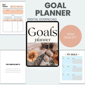 Goal Planner BUNDLE, New Year, Monthly Habits Reflections, Productivity, Vision Board Printables, 2024 Goals Tracker, SMART Goal Setting Kit