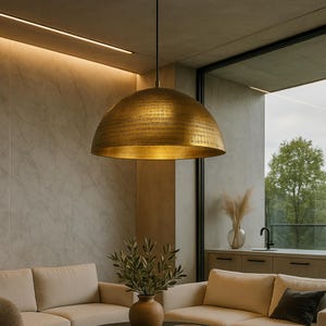Handmade Moroccan Pendant Light | Brass Dome Lamp | HandCraft Hammered Hanging Light | Rustic Kitchen Island Lighting | Morocco Decor