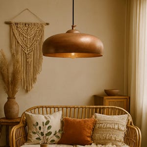 Handgjord marockansk kopparkupolpendellampa – Boho Home Lighting
