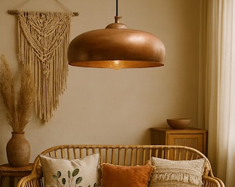 Handgemaakte Marokkaanse koperen koepelhanglamp – Boho Home Lighting