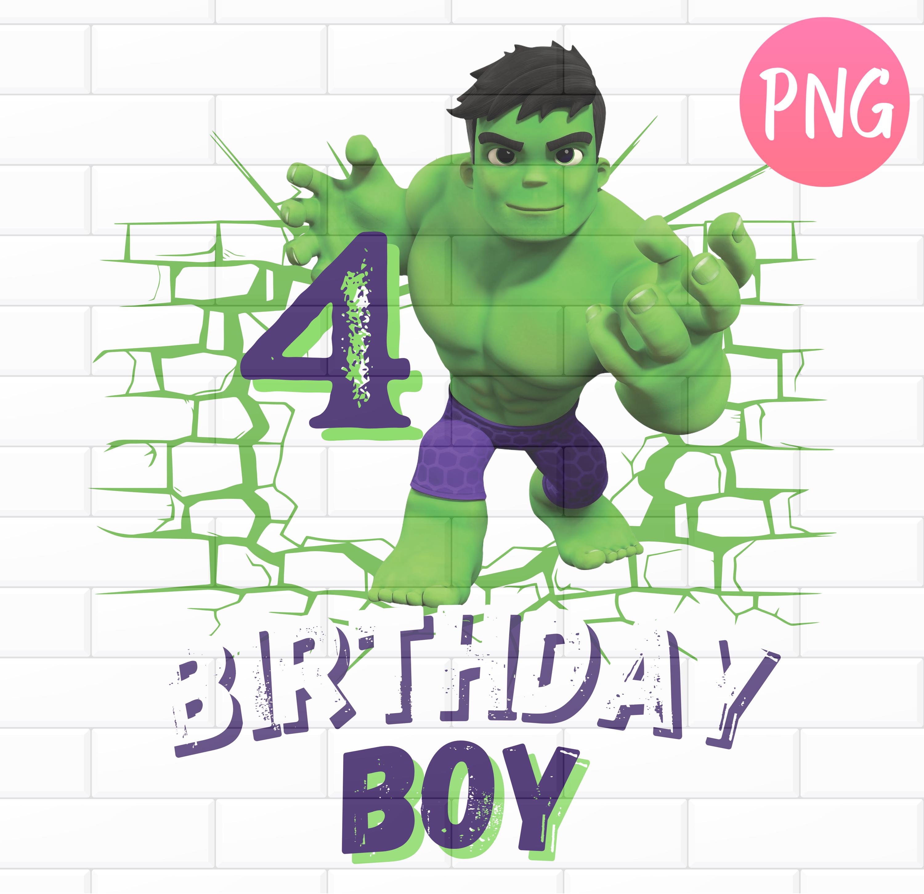 Camiseta De Cumpleaños Marvel Hulk | Estampado 'I'm 4' | Para Niños 4 Años