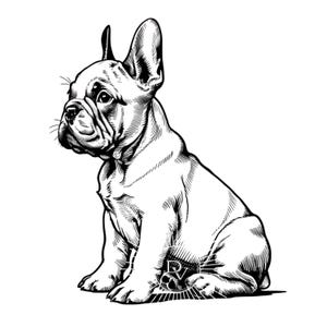 Niedliche Französische Bulldogge Skizze sitzende Welpen frenchie Grafik