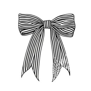 Handgetekende dunne strik zwart-witte streep vintage strik clipart dunne Franse strik schets