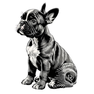 Niedliche Französische Bulldogge Skizze sitzende Welpen frenchie Grafik
