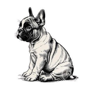 Niedliche Französische Bulldogge Skizze sitzende Welpen frenchie Grafik