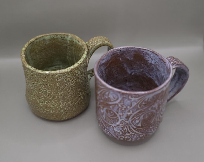 Stoneware Pottery Texture Stamped Mug