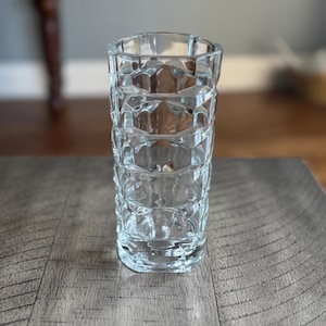Vintage Faceted French Pressed Glass Vase, Triangular Geometric 1970s, France