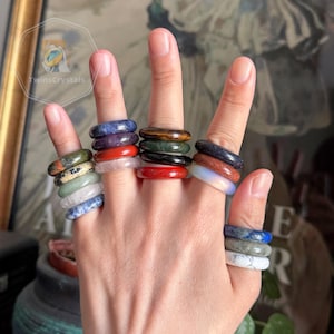 Echte Kristallringe: Steinmassive Bänder, Edelsteinring für Geschenke zur Schmuckherstellung, minimalistische Ringe