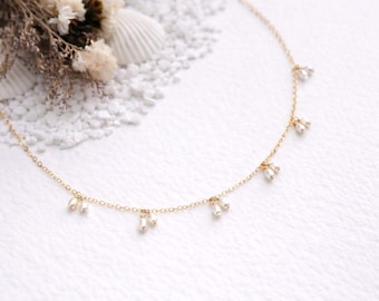 Dainty Freshwater Pearl Drop Necklace, Gold Filled or Sterling Silver
