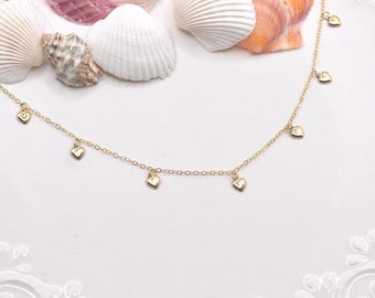 Dainty 14k Gold Filled Heart Charm Necklace: Handmade USA, Hypoallergenic