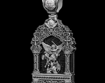 925 Silver Orthodox Pendant, Angel Michael, Religious Necklace