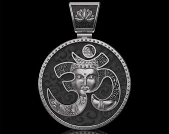 Hindu Mantra OM Pendant,  925 Sterling Silver - OM Pendant - Oxidized OM Pendant Necklace, 589