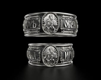 Anillo cristiano ortodoxo con cruz de Jesús, anillo para hombre, joyería cristiana de plata, anillo religioso, regalo de cumpleaños para él 405