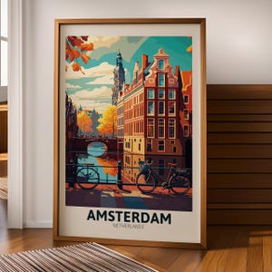 Amsterdam City Wall Art - Netherlands Travel Poster - Digital Download - Travel Decor - Printable Wall Art - City Poster Art - Digital Print