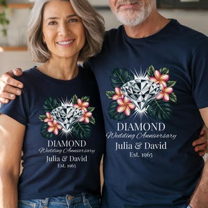 Personalized Hawaiian 60th Anniversary Shirt Custom Diamond Wedding Tee Couple Family Tropical Cruise Vacation Trip Couple Matching Party