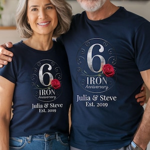 Personalized 6th Anniversary Shirt: Iron Anniversary Gift for Couple
