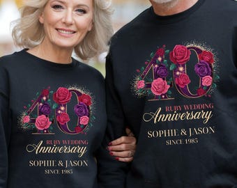 Personalized 40th Anniversary Shirt, Ruby Wedding Gift