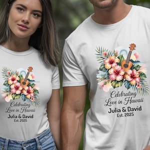 Personalized Hawaii Anniversary Shirt Custom Names Est Year Family Cruise Gift Celebrating Love Couple Matching Shirts Tropical Vacation