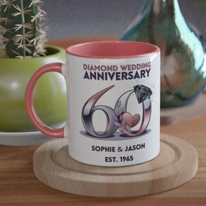 Personalized 60th Anniversary Mug Custom Year and Names Diamond Wedding Anniversary Gift 60 Years Gift For Couples Custom Gift For Parents