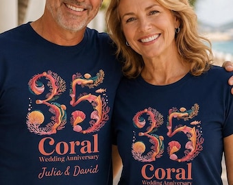 Camisetas personalizadas para el 35.º aniversario, regalo de boda en coral