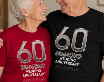 Personalized 60th Anniversary T-Shirt, Diamond Wedding Gift