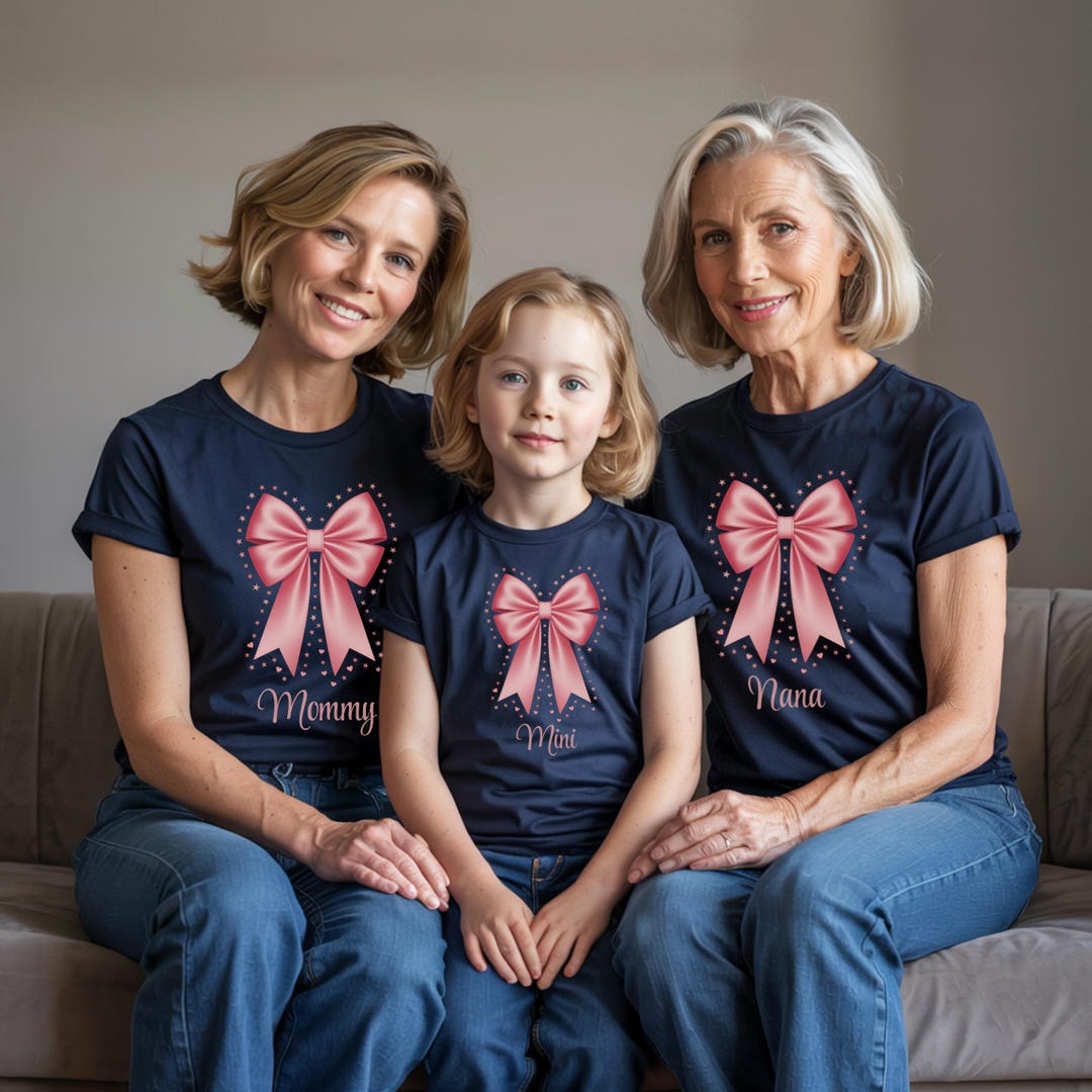Coquette Pink Bow Mommy Nana Mini Matching Shirts Mommy and Me Tee ...