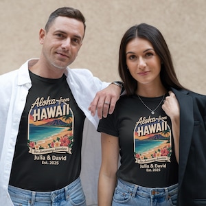 Couple Matching Vacation Shirt Hawaii Anniversary Shirt Custom Names Our Anniversary Adventure T-Shirt Wedding Anniversary Gift Hawaii Trip
